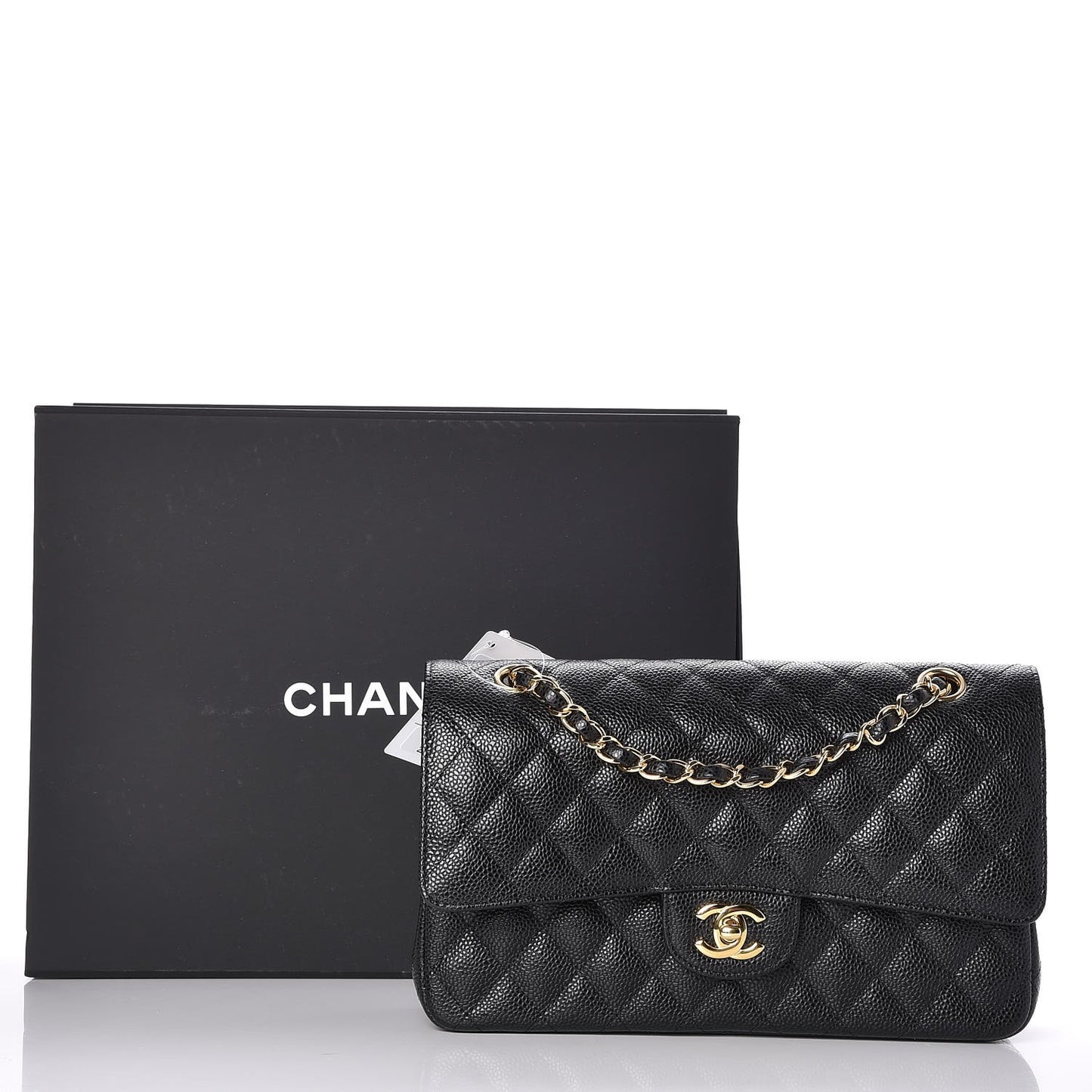 Caviar Quilted Medium Double Flap Black