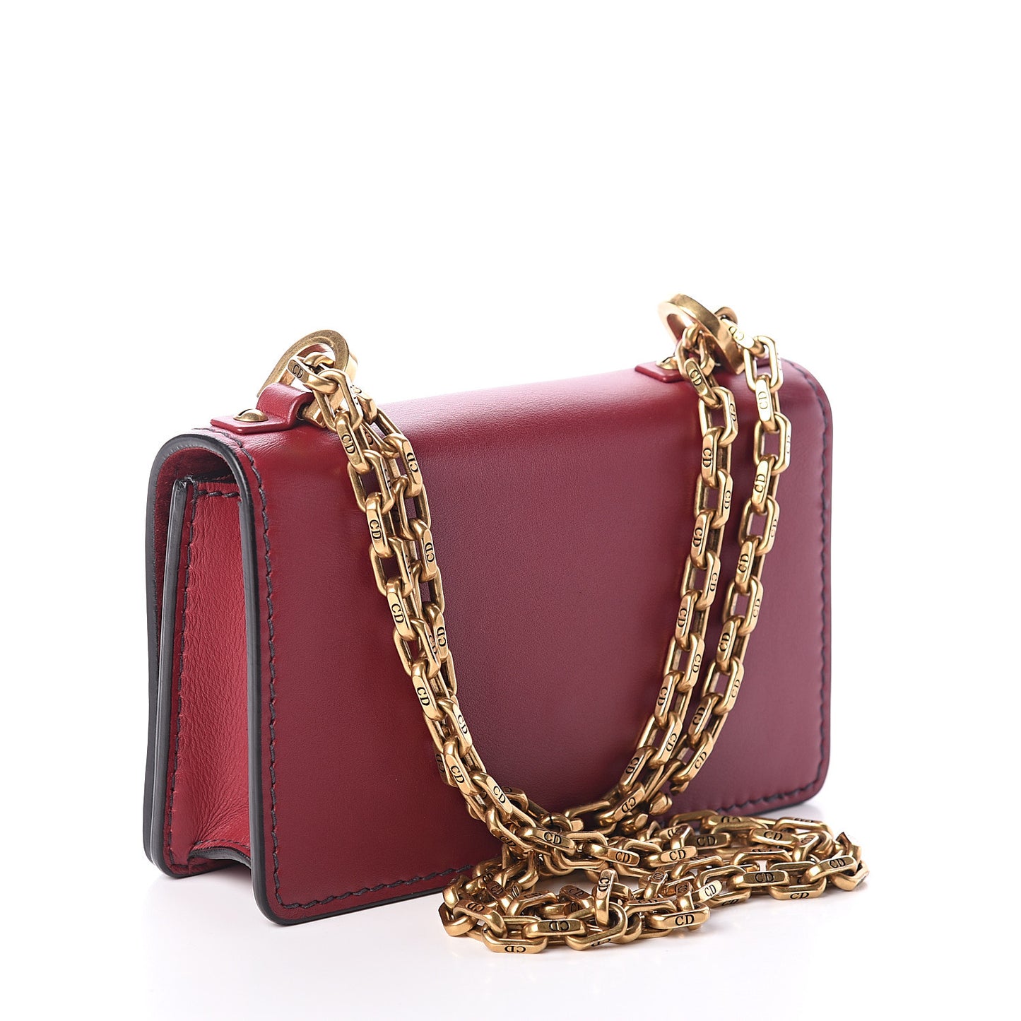 Calfskin Mini J'Adior Chain Flap Bag Red