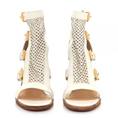 Christian Louboutin Calfskin Perforated Fencing 100 Sandals 38.5 White 2 of 11