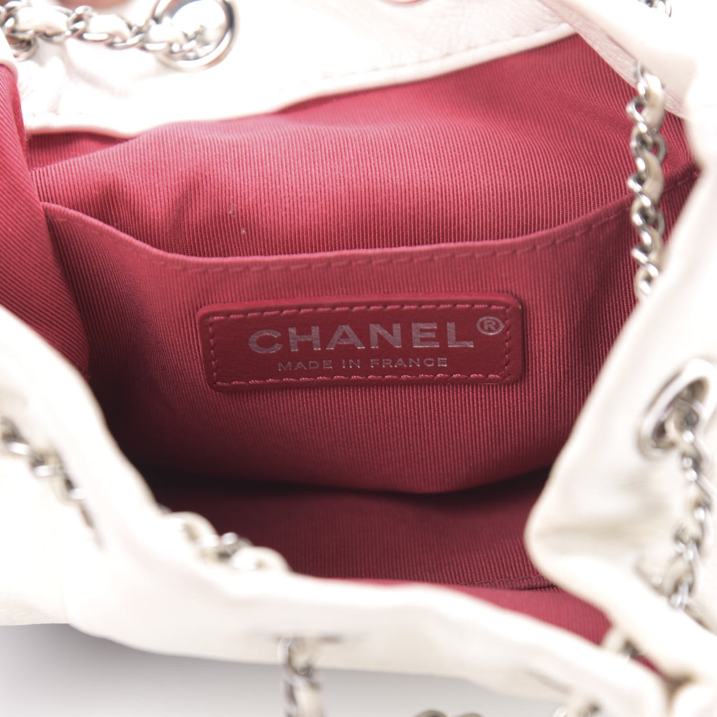 Aged Calfskin Quilted Small Gabrielle Bucket White Black