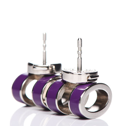 Hermes Palladium Lacquered Pop H Earrings Ultraviolet 3 of 5