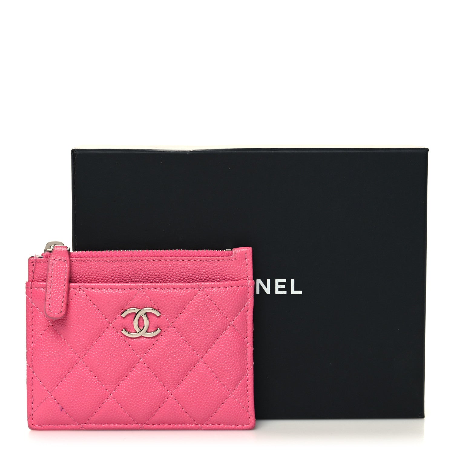 Chanel Caviar Quilted CC Zip Card Holder Dark Pink 12 of 12
