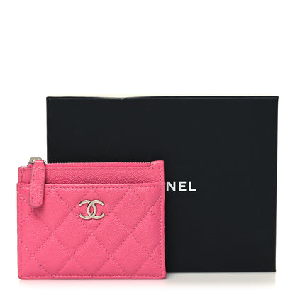 Chanel Caviar Quilted CC Zip Card Holder Dark Pink 12 of 12