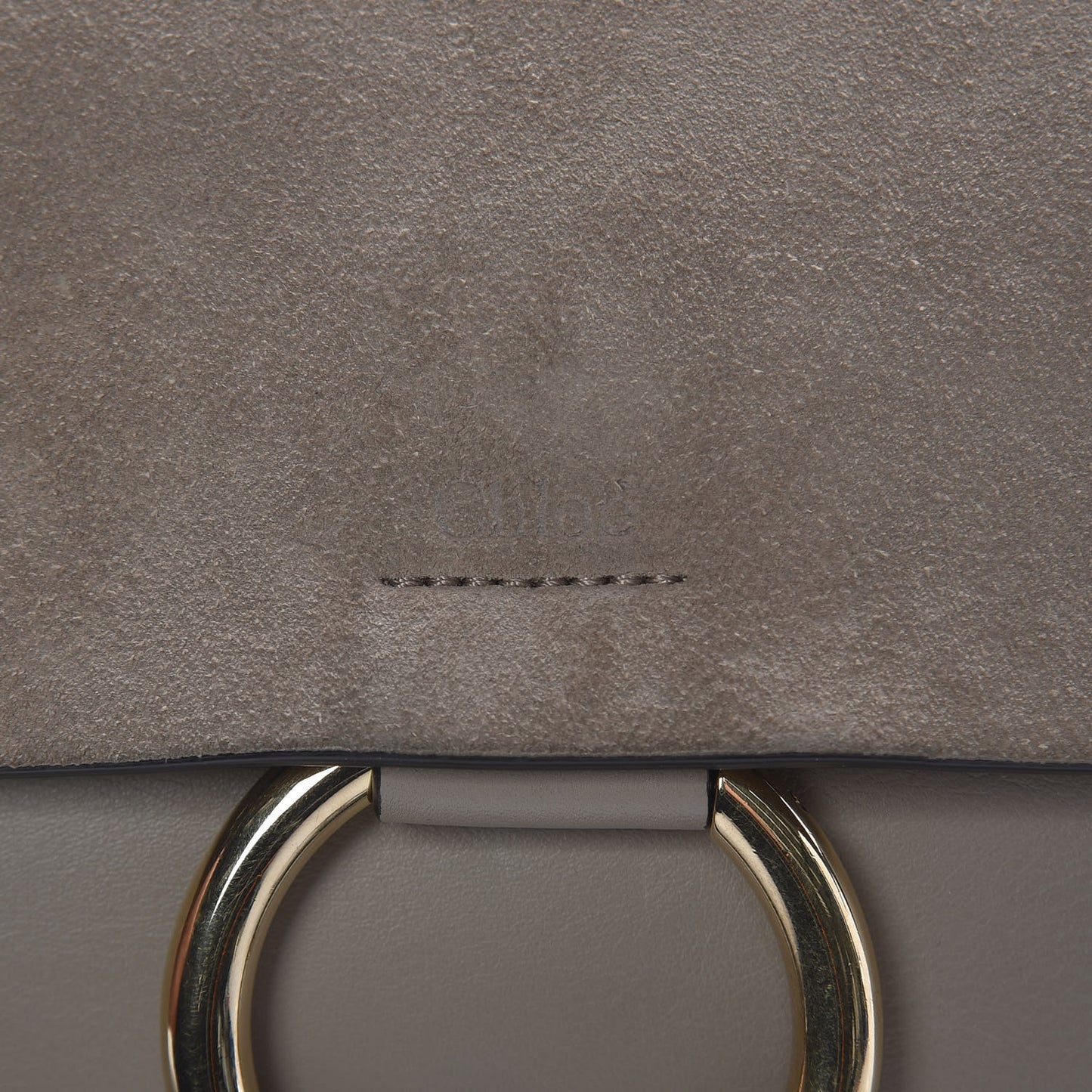 Suede Calfskin Small Faye Shoulder Bag Motty Grey