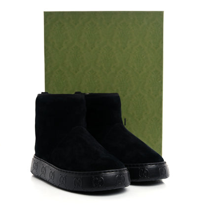 Gucci Suede Wool Womens Prestige Booties 36 Black Butterscotch 9 of 9