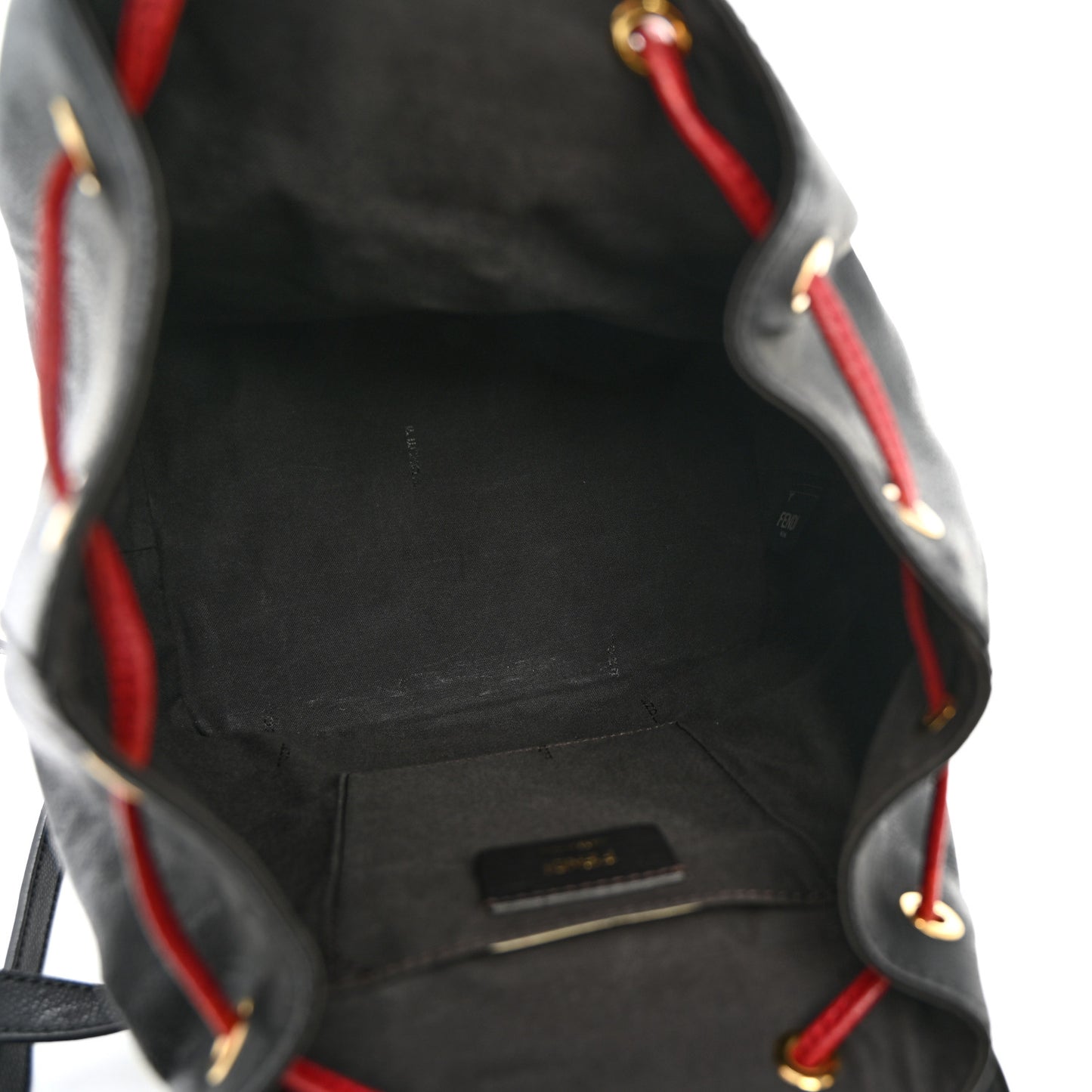 Vitello Cruise Bi-Color FF 1974 Embossed F is Fendi Drawstring Backpack Black Fragola Maya