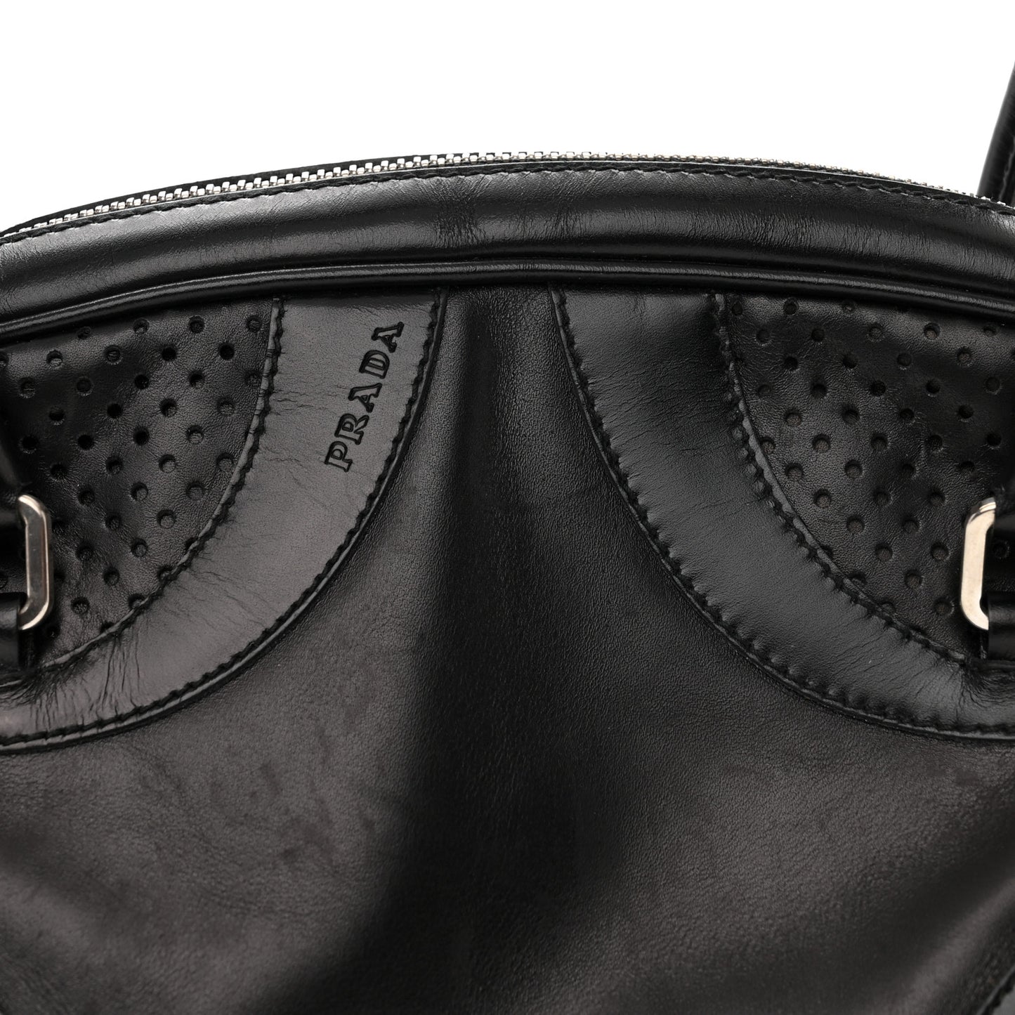 Vitello Drive Perforated Bowling Bag Black