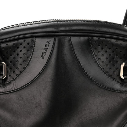 Prada Vitello Drive Perforated Bowling Bag Black 8 of 10