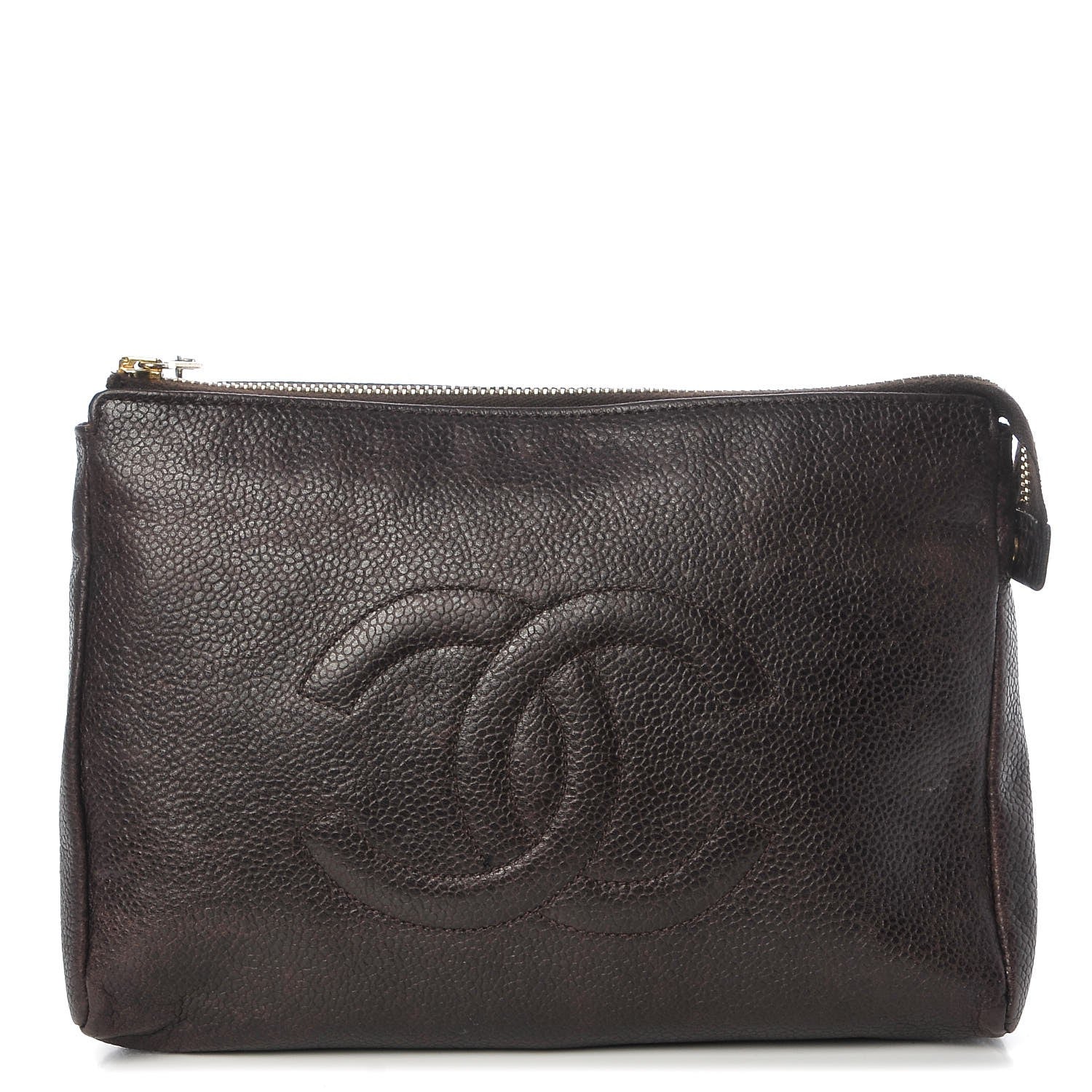 Chanel Caviar Timeless CC Cosmetic Pouch Brown 1 of 17