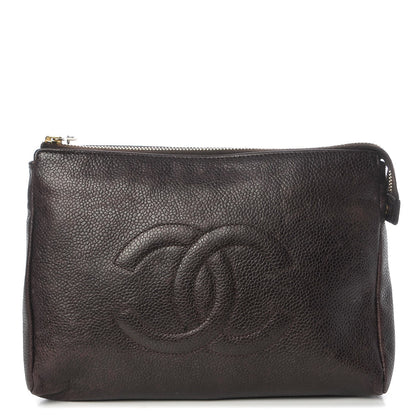 Chanel Caviar Timeless CC Cosmetic Pouch Brown 1 of 17