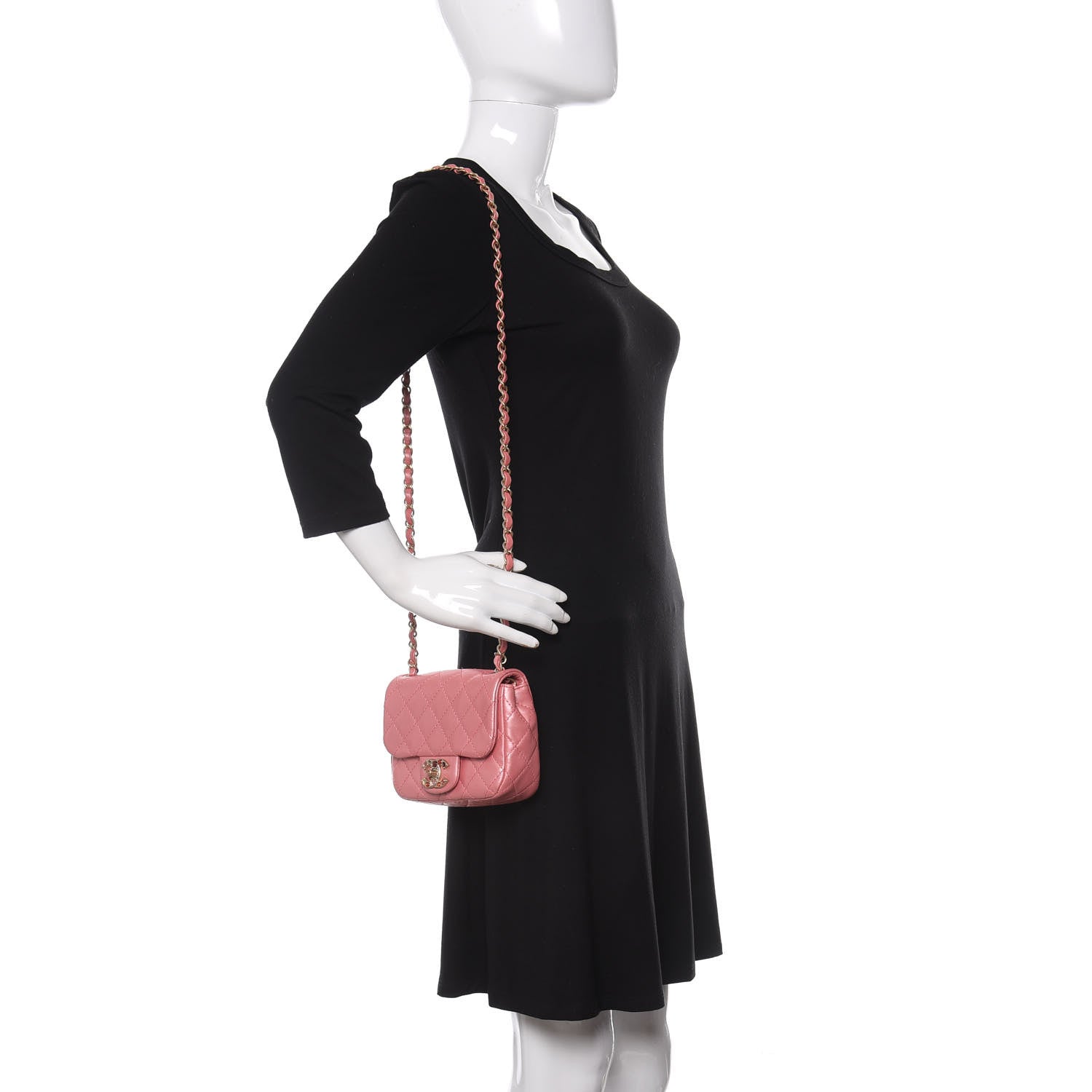 Chanel Iridescent Lambskin Quilted Precious Jewel Mini Square Flap Pink 2 of 11