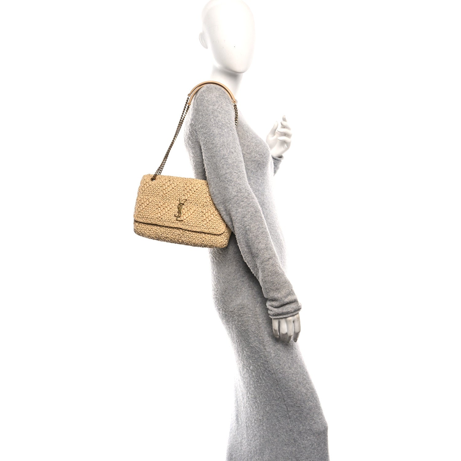 Saint Laurent Raffia Monogram Medium Jamie Natural Avorio 2 of 11