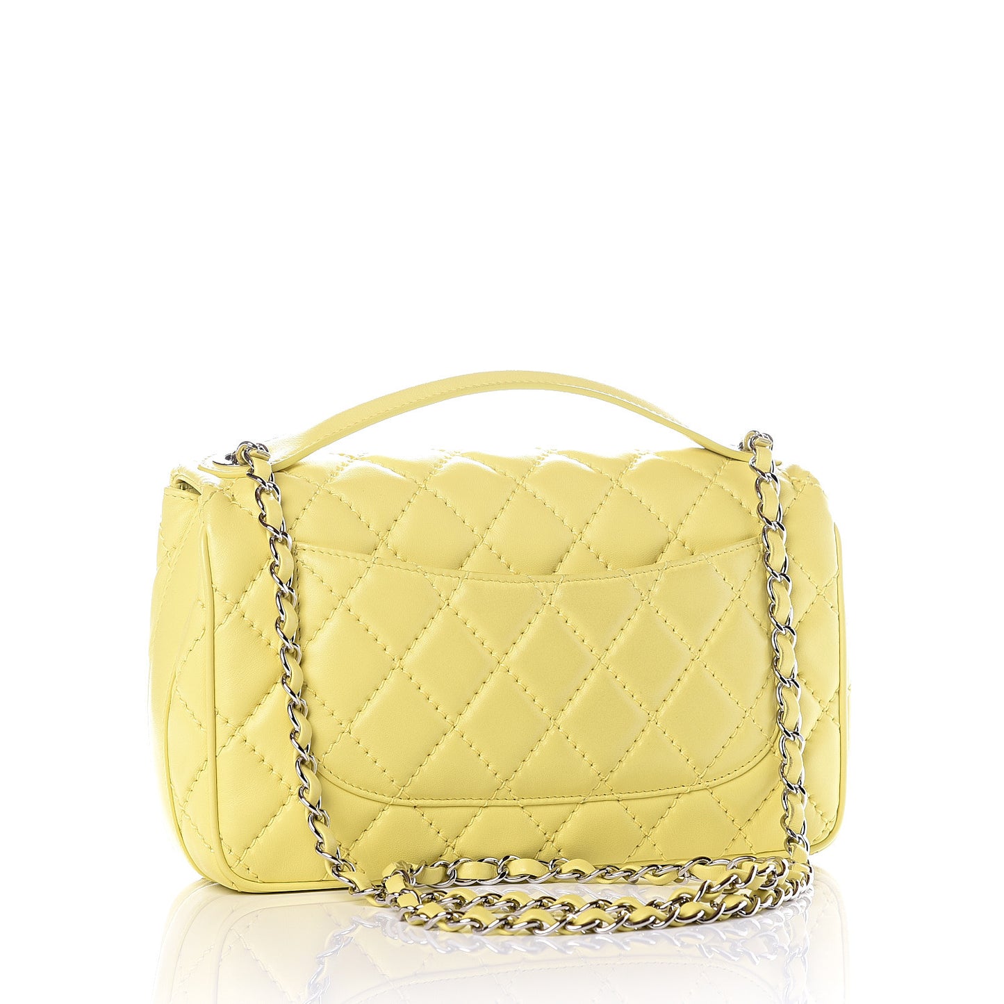Lambskin Quilted Medium Easy Carry Flap Yellow