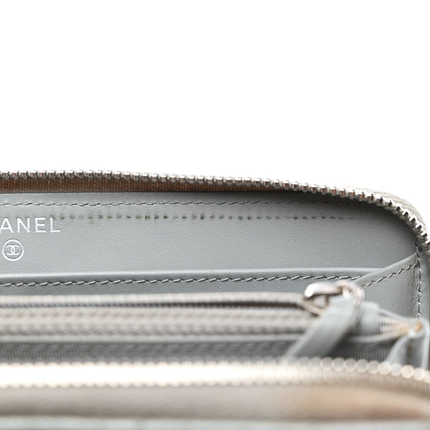 Chanel Caviar Quilted Large Gusset Zip Around Wallet Grey 9 of 12