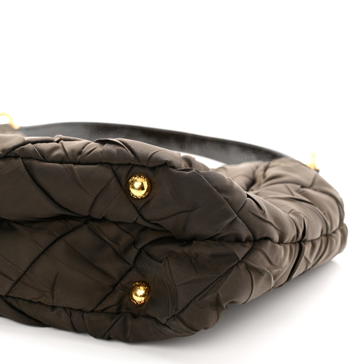 Tessuto Nylon Chevron Quilted Shoulder Bag Brown