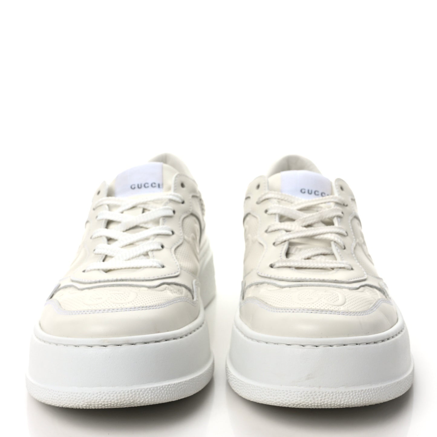 Calfskin GG Tennis Embossed Perforated Womens Platform 55mm Sneakers 39.5 Great White
