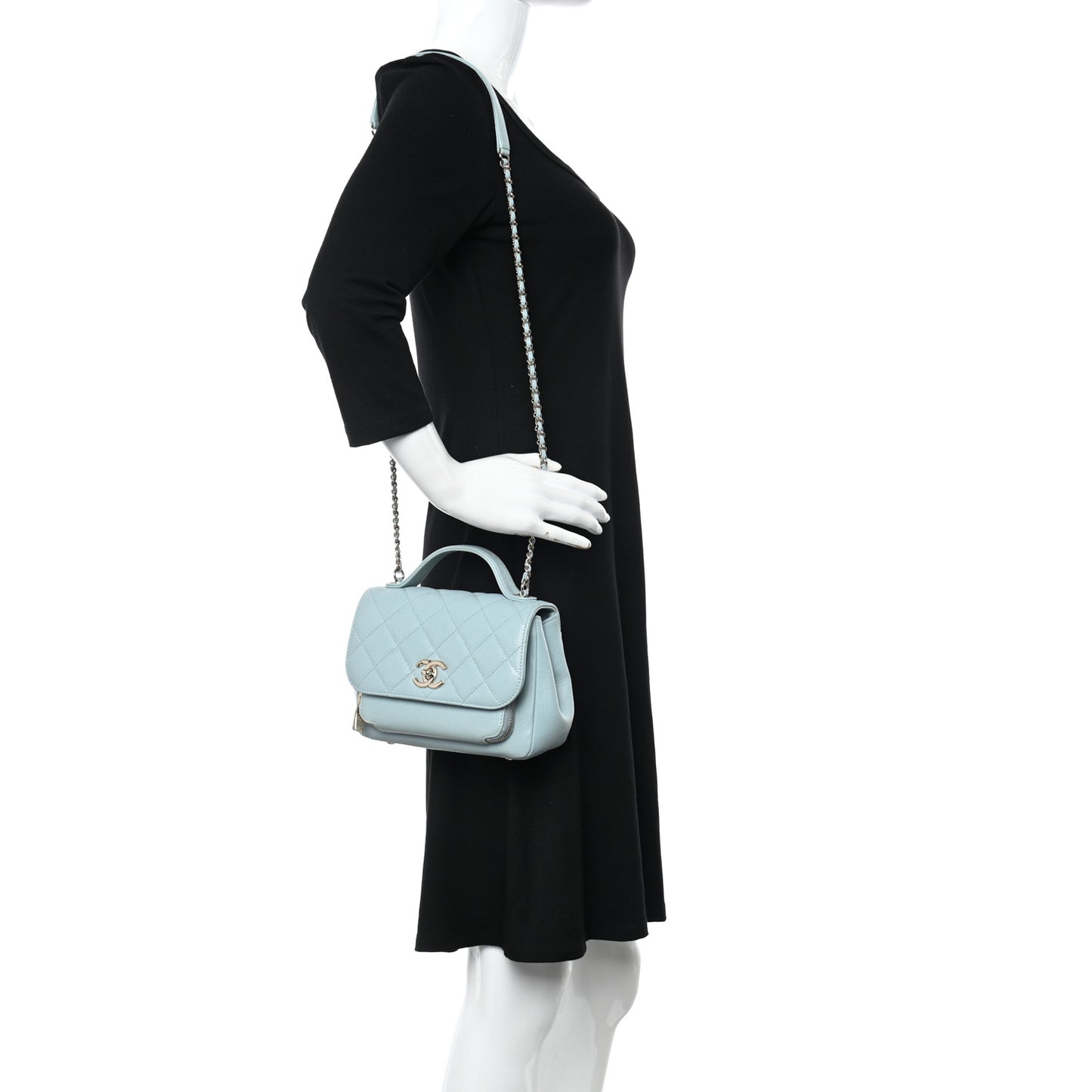 Caviar Quilted Small Business Affinity Flap Blue