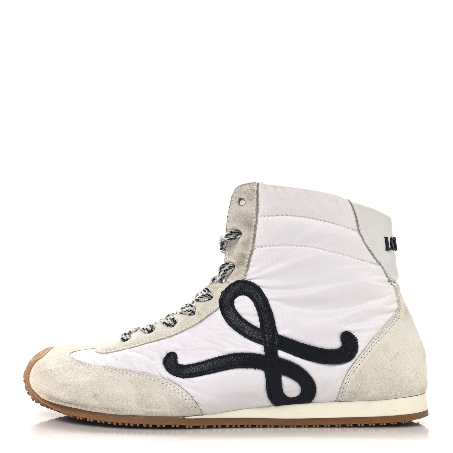 Loewe Nylon Suede Flow Runner High Top Sneakers 38 White Black 1 of 10