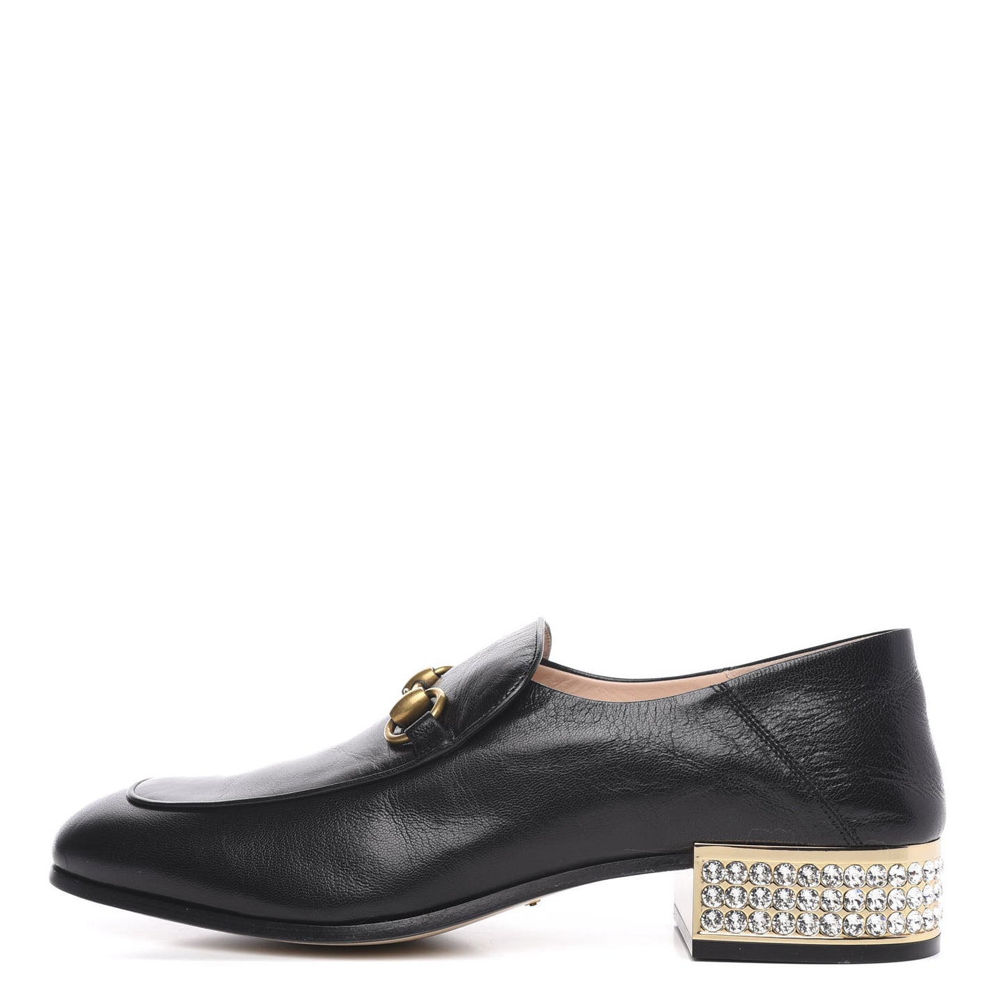 Goatskin Crystal Womens Horsebit Loafers 40.5 Black