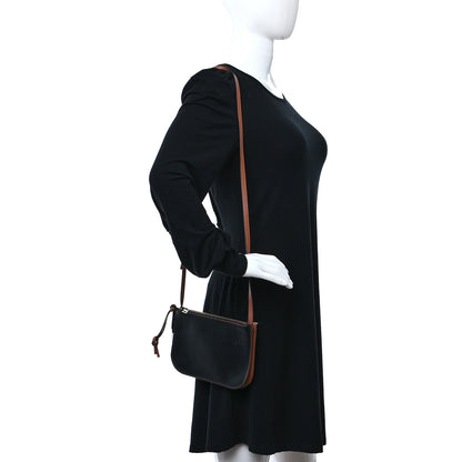 Loewe Calfskin Gate Double Zip Pouch Crossbody Black Brown 2 of 9