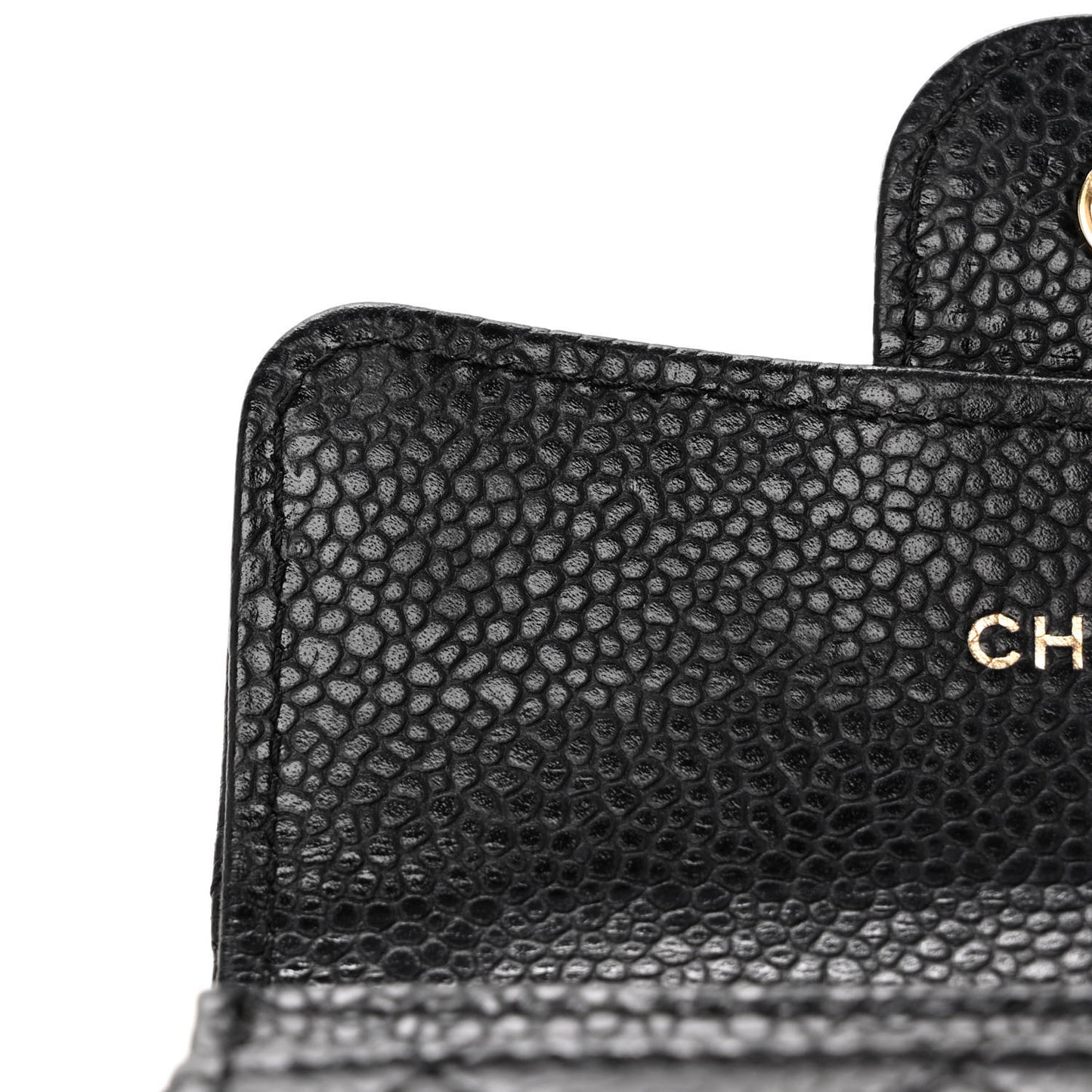 Caviar Quilted Flap Card Holder Black