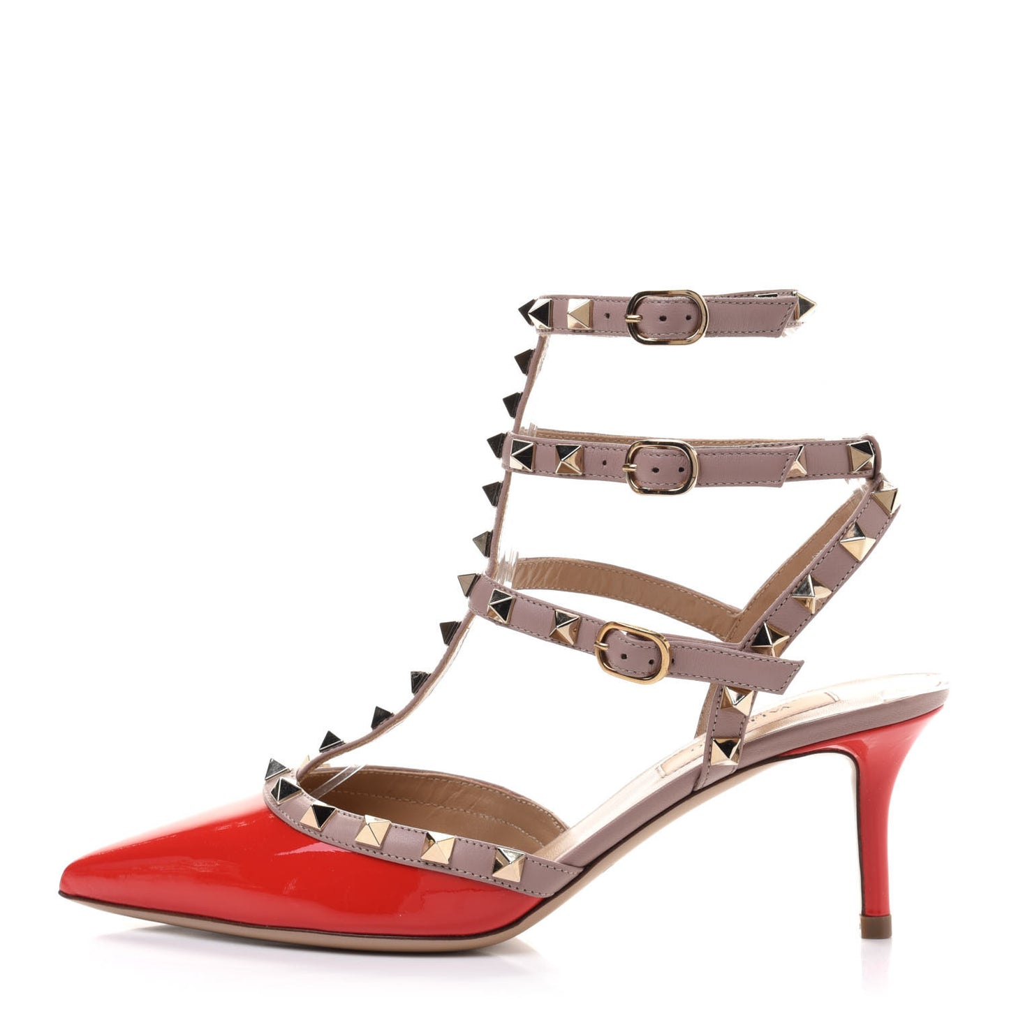 Patent Rockstud Ankle Strap 65mm Pumps 37 Deep Orange Poudre