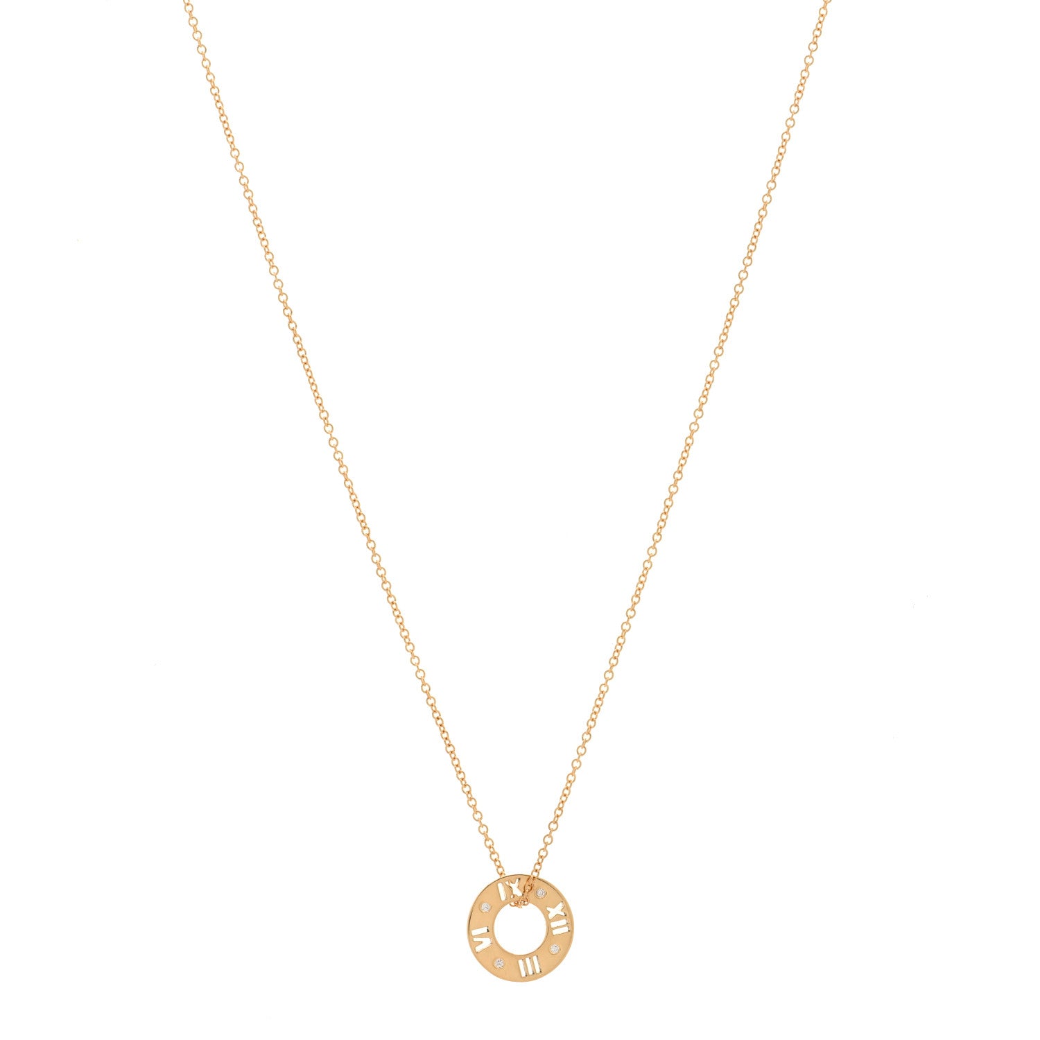 Tiffany 18K Rose Gold Diamond Atlas Pierced Pendant Necklace 1 of 3