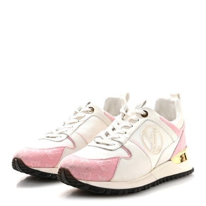 Louis Vuitton Calfskin Monogram Denim Run Away Sneakers 37.5 Pink 4 of 8