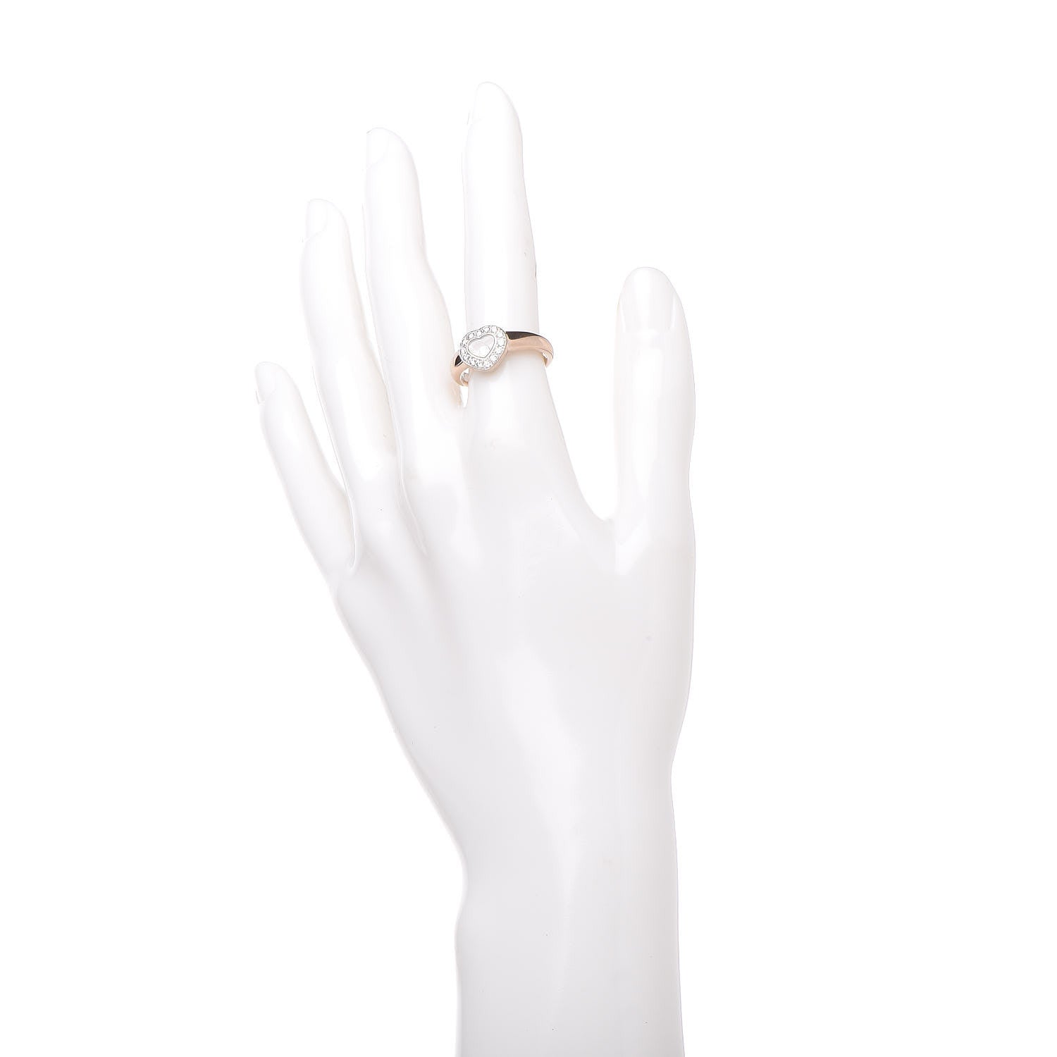 Chopard 18K White Gold Diamond Happy Diamonds Heart Ring 50 5.25 2 of 5