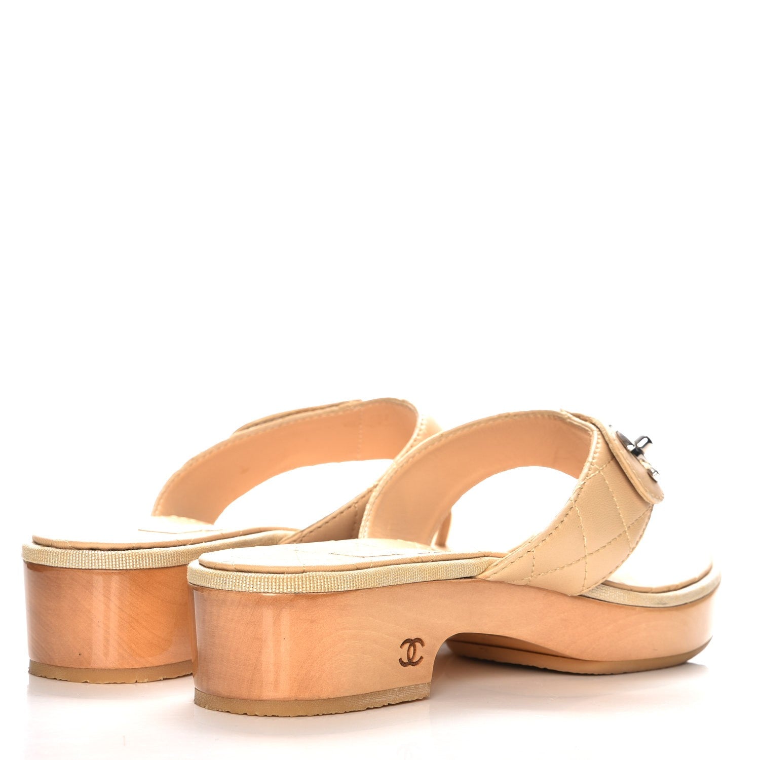 Chanel Lambskin Quilted CC Turnlock Sandals 39 Beige 4 of 8
