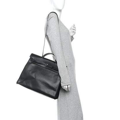 Hermes Toile H Berline Vache Hunter Herbag Zip 39 MM Black Ecru 2 of 11