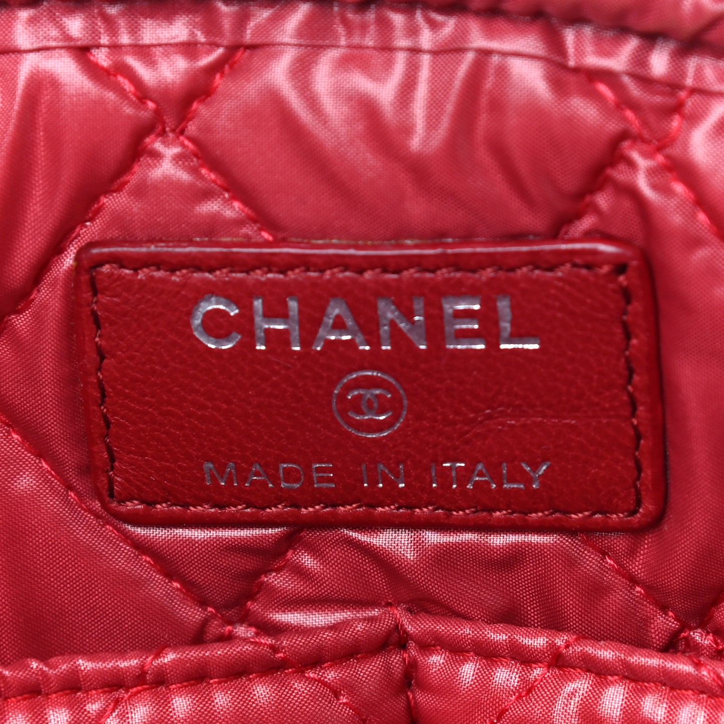 Lambskin Quilted Cosmetic Case Red