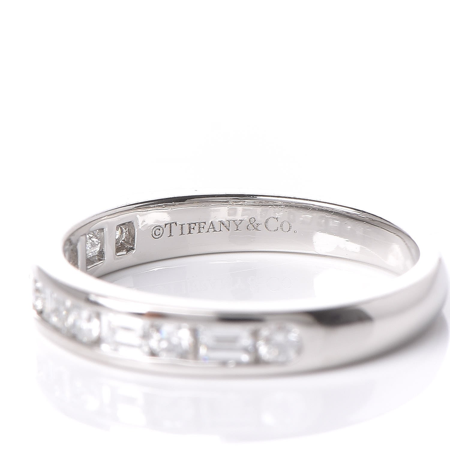 Tiffany Platinum Diamond 3mm Channel-Set Band Ring 56 7.75 4 of 5