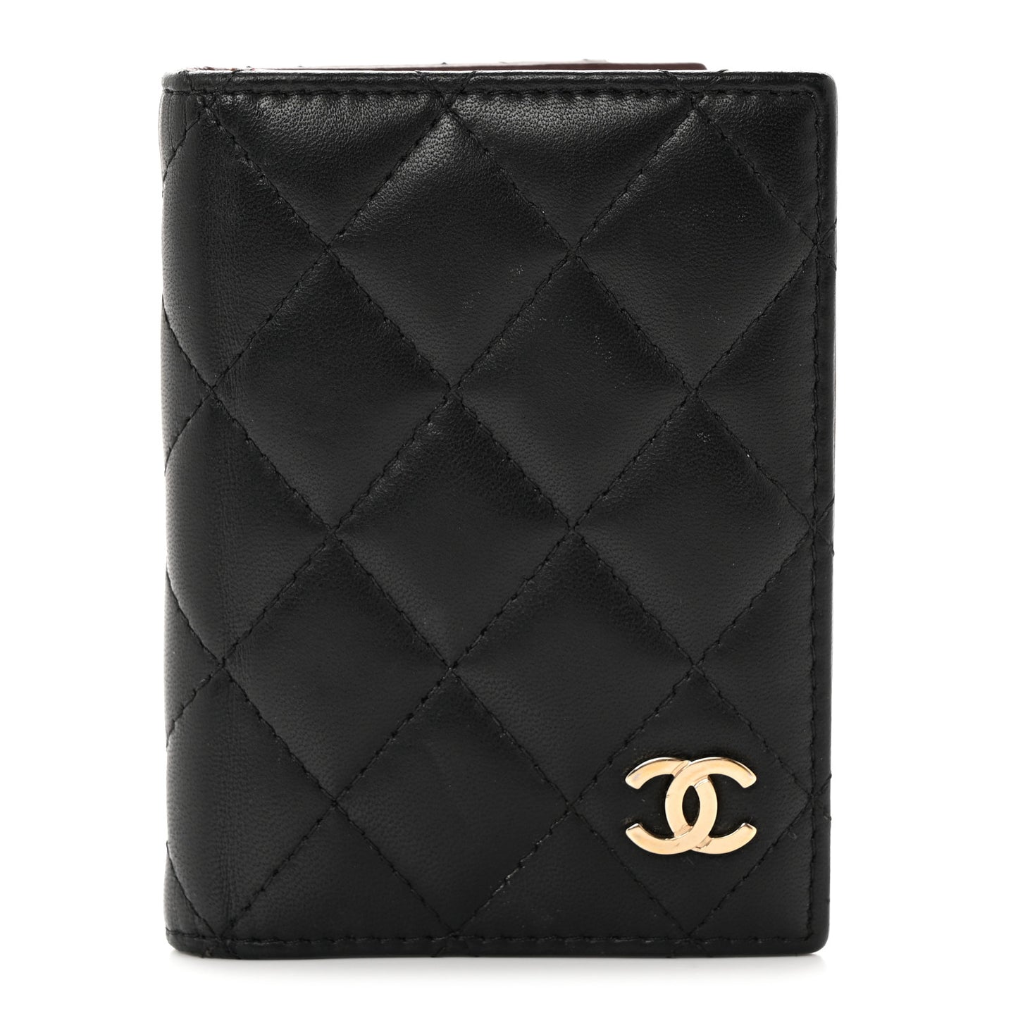 Lambskin Quilted Card Holder Wallet Black