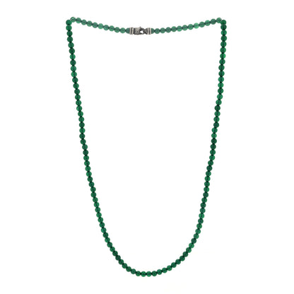 David Yurman Sterling Silver Green Onyx 5mm Spiritual Beads Necklace 3 of 4