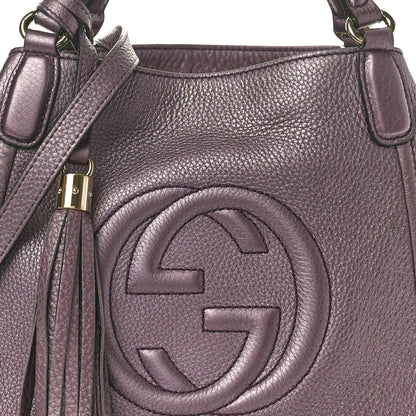 Gucci Metallic Pebbled Calfskin Small Soho Shoulder Bag Purple 8 of 10