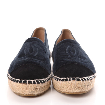 Chanel Velvet CC Espadrilles 39 Dark Navy Black 2 of 8