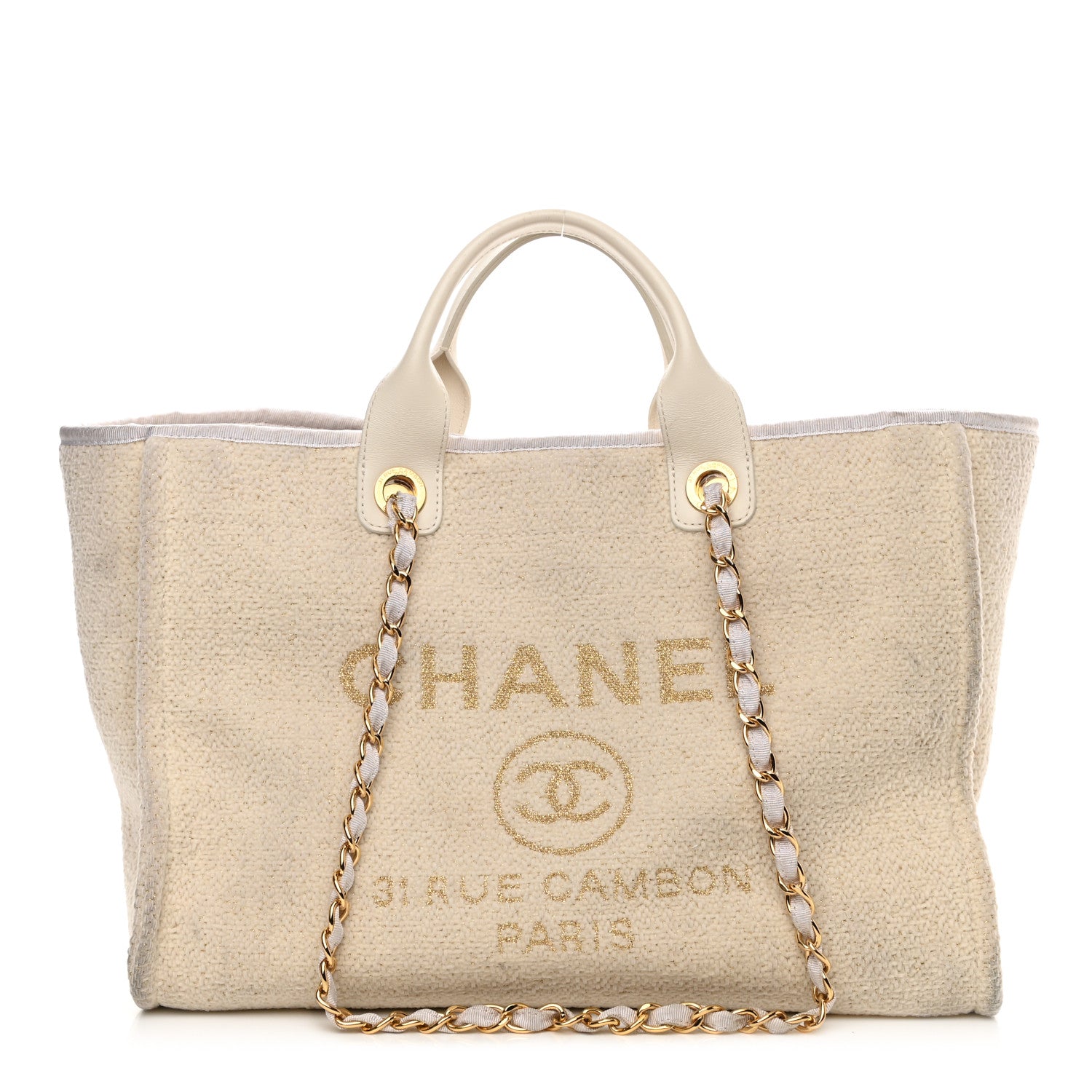 Chanel Lurex Boucle Medium Deauville Tote White 1 of 12