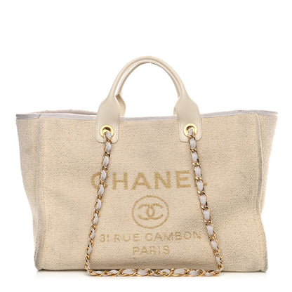 Chanel Lurex Boucle Medium Deauville Tote White 1 of 12
