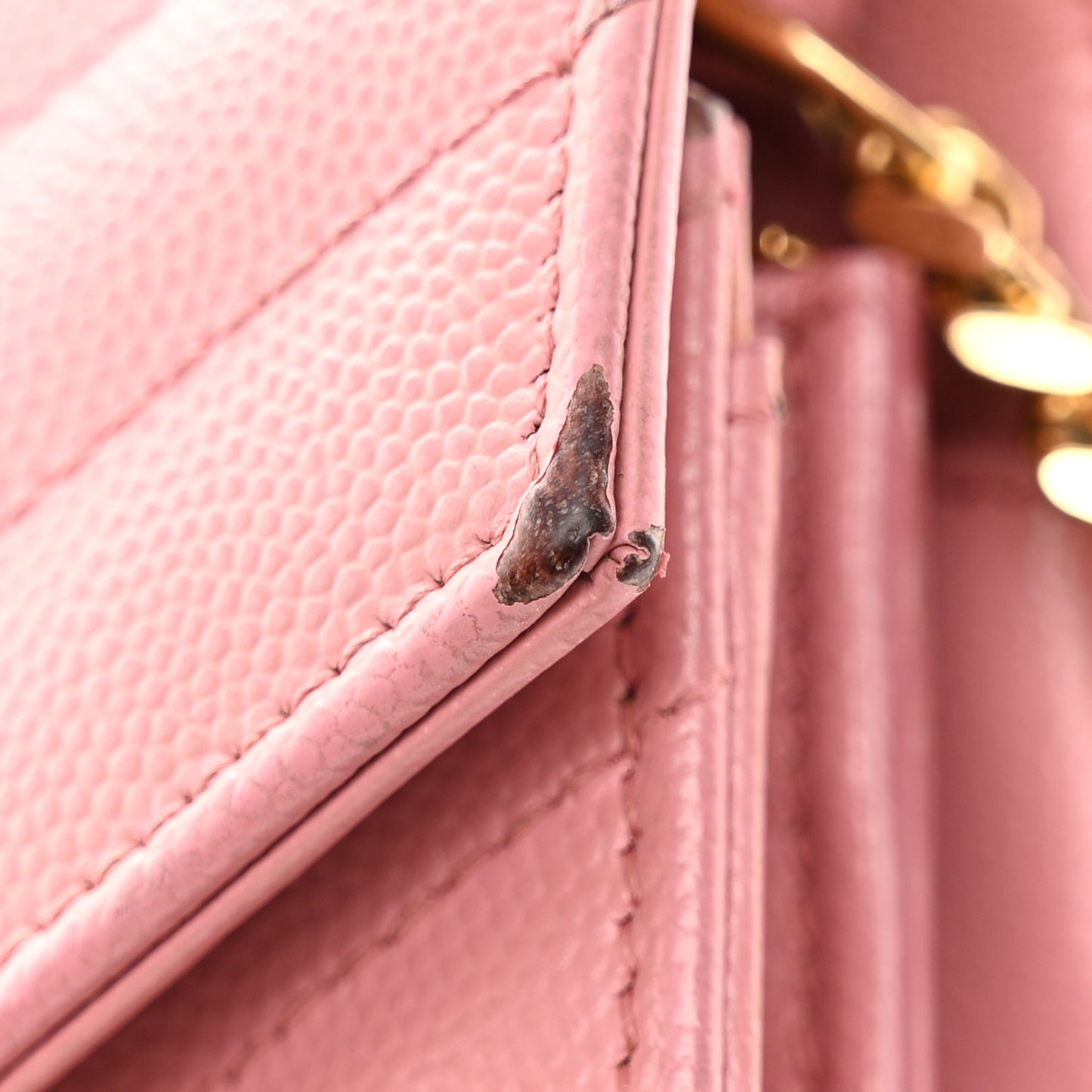 Grain De Poudre Matelasse Chevron Monogram Chain Wallet Tender Pink