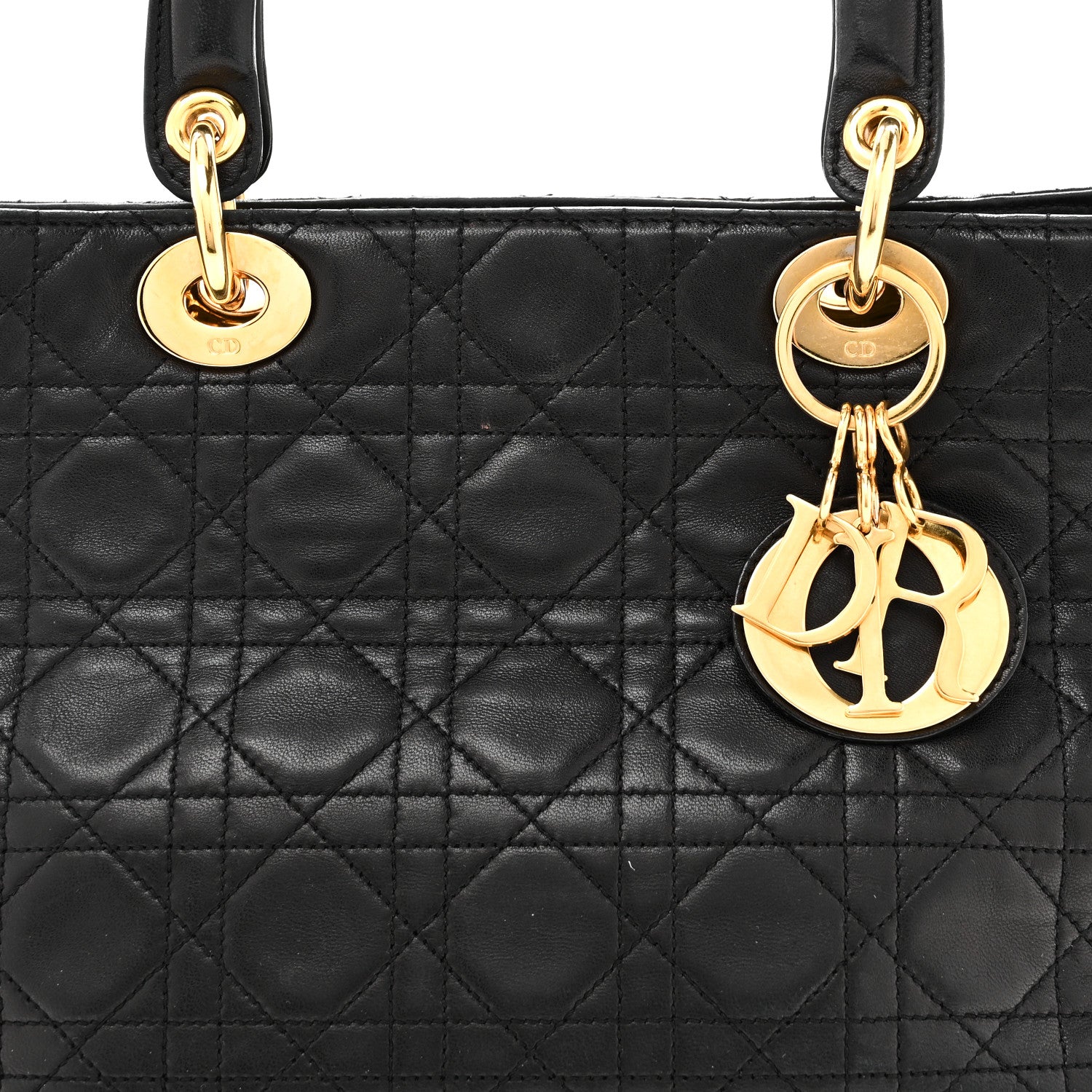 Christian Dior Lambskin Cannage Medium Lady Dior Black 7 of 9