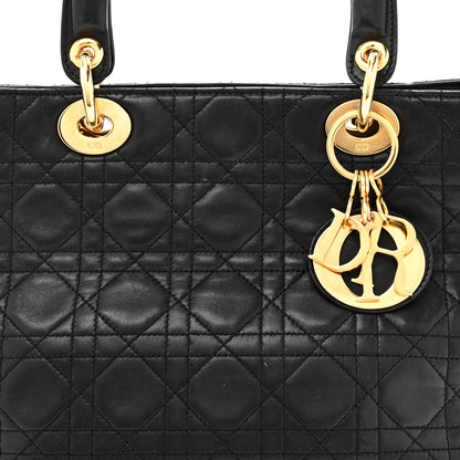 Christian Dior Lambskin Cannage Medium Lady Dior Black 7 of 9