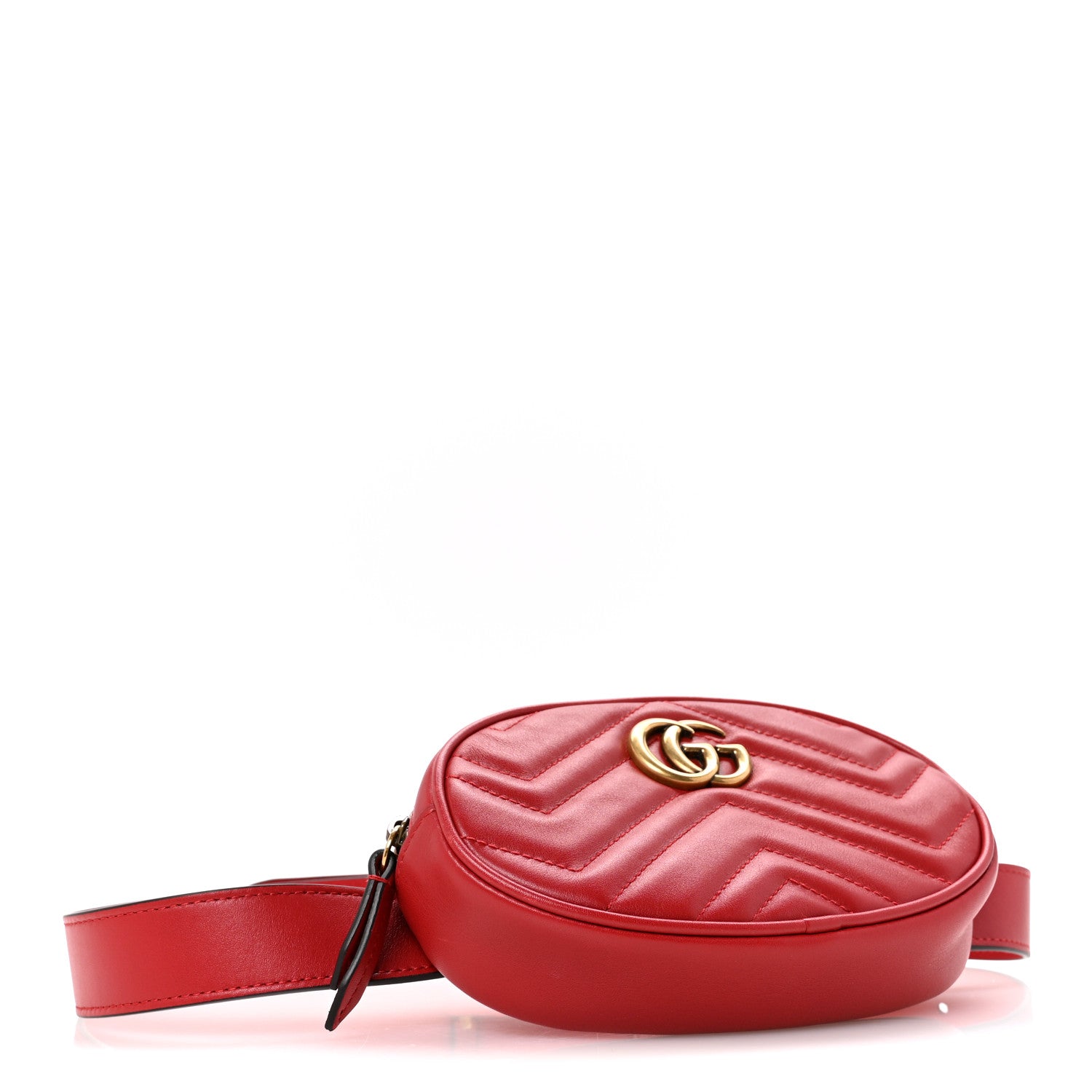 Gucci Calfskin Matelasse GG Marmont Belt Bag 85 34 Hibiscus Red 4 of 12