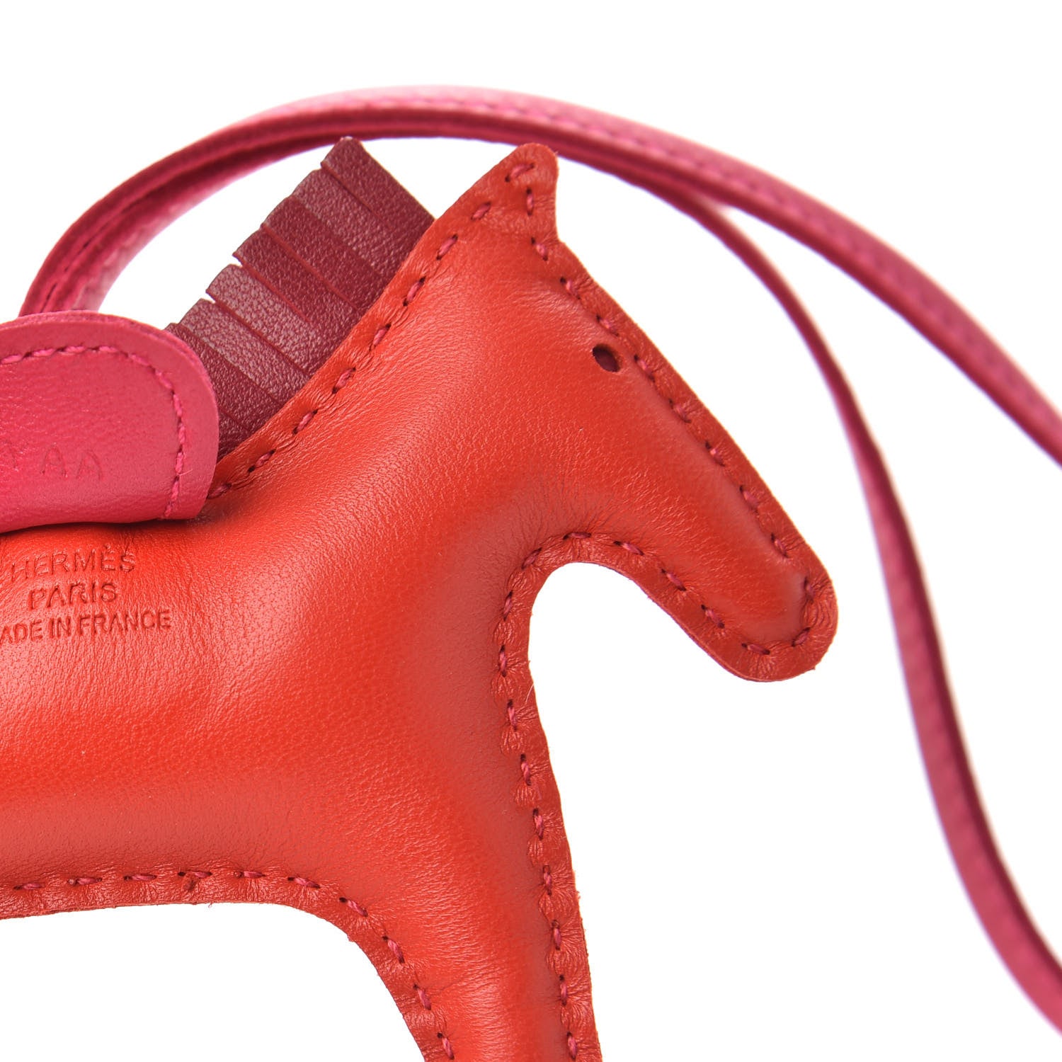 Hermes Milo Lambskin Grigri Rodeo Horse Bag Charm PM Rouge Indien Rubis Rose Mexico 3 of 4