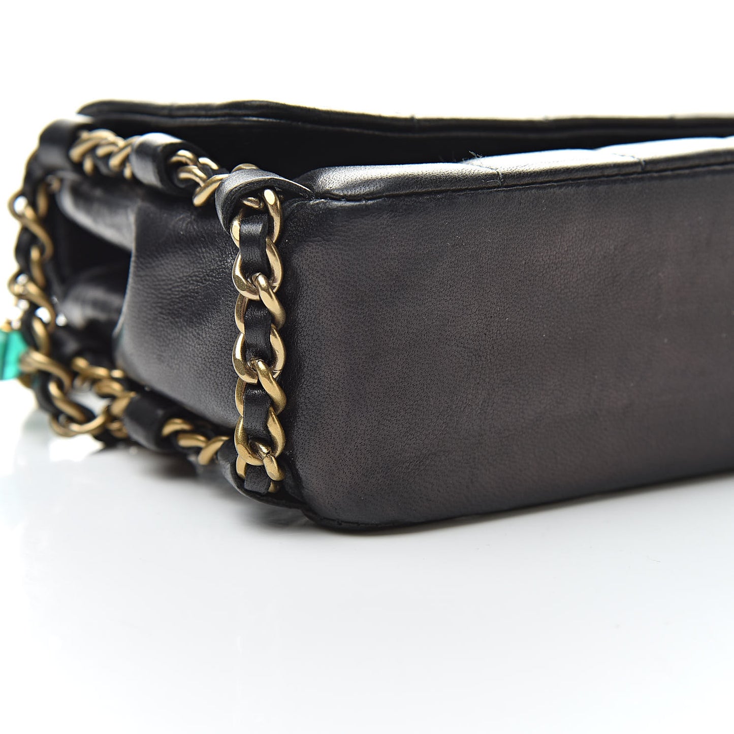 Lambskin East West Chocolate Bar Flap Black