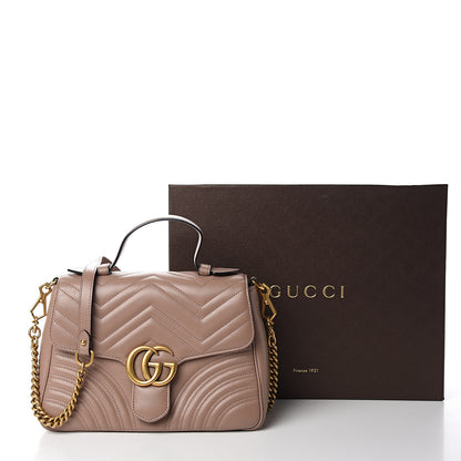 Gucci Calfskin Matelasse Small GG Marmont Top Handle Shoulder Bag Porcelain Rose 10 of 10