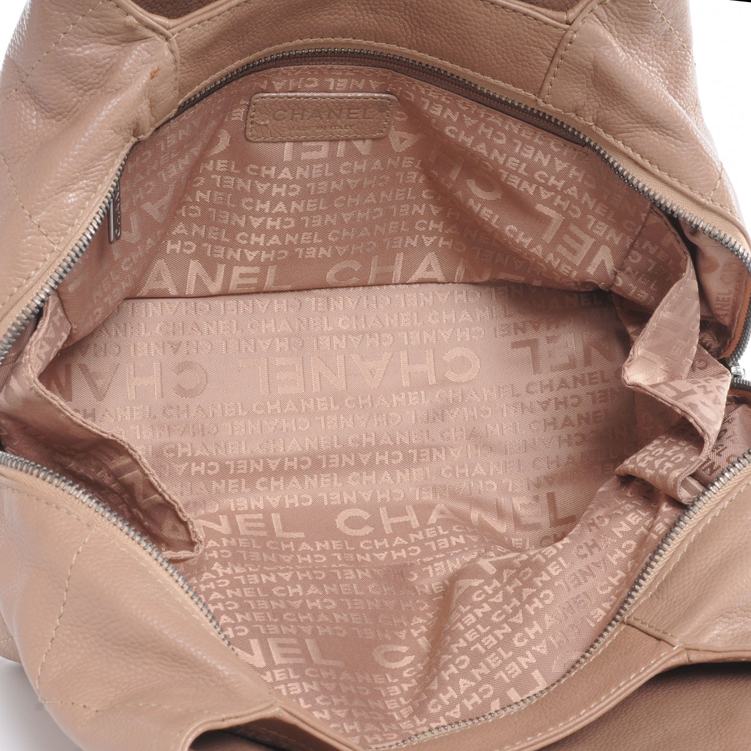 Chanel Caviar Square Stitched Tote Beige 5 of 7