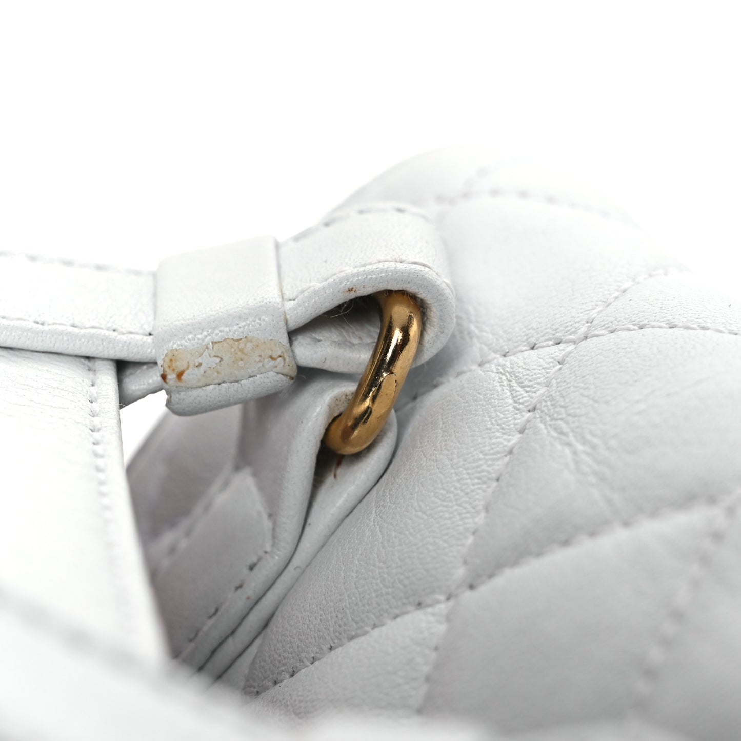 Lambskin Quilted Flap Waist Belt Bag 75 30 White