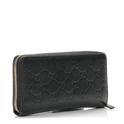 Gucci Guccissima Margaux Calfskin Metal Bar Zip Around Wallet Black 3 of 6