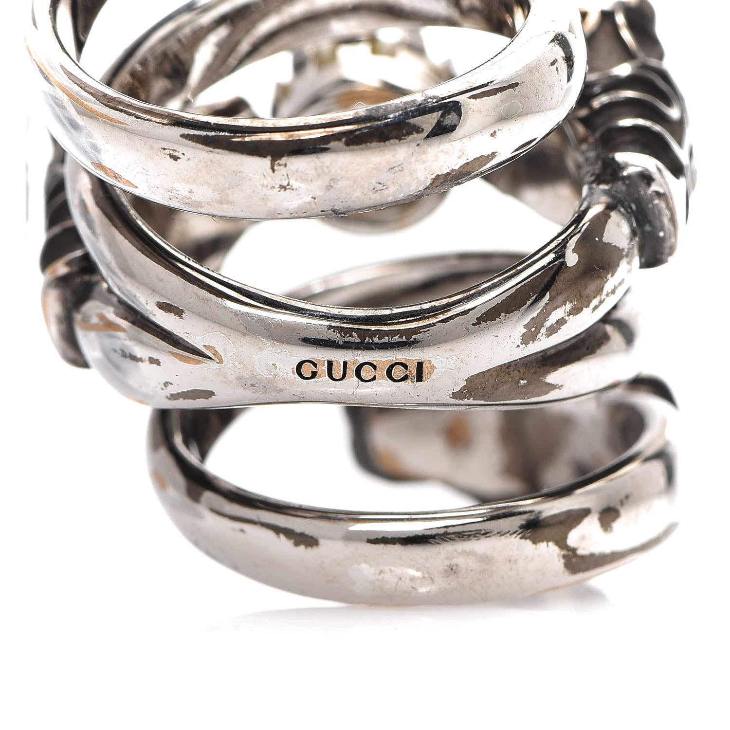 Gucci Pearl Tiger Heads Double Wrap Ring 9.5 Silver 3 of 7